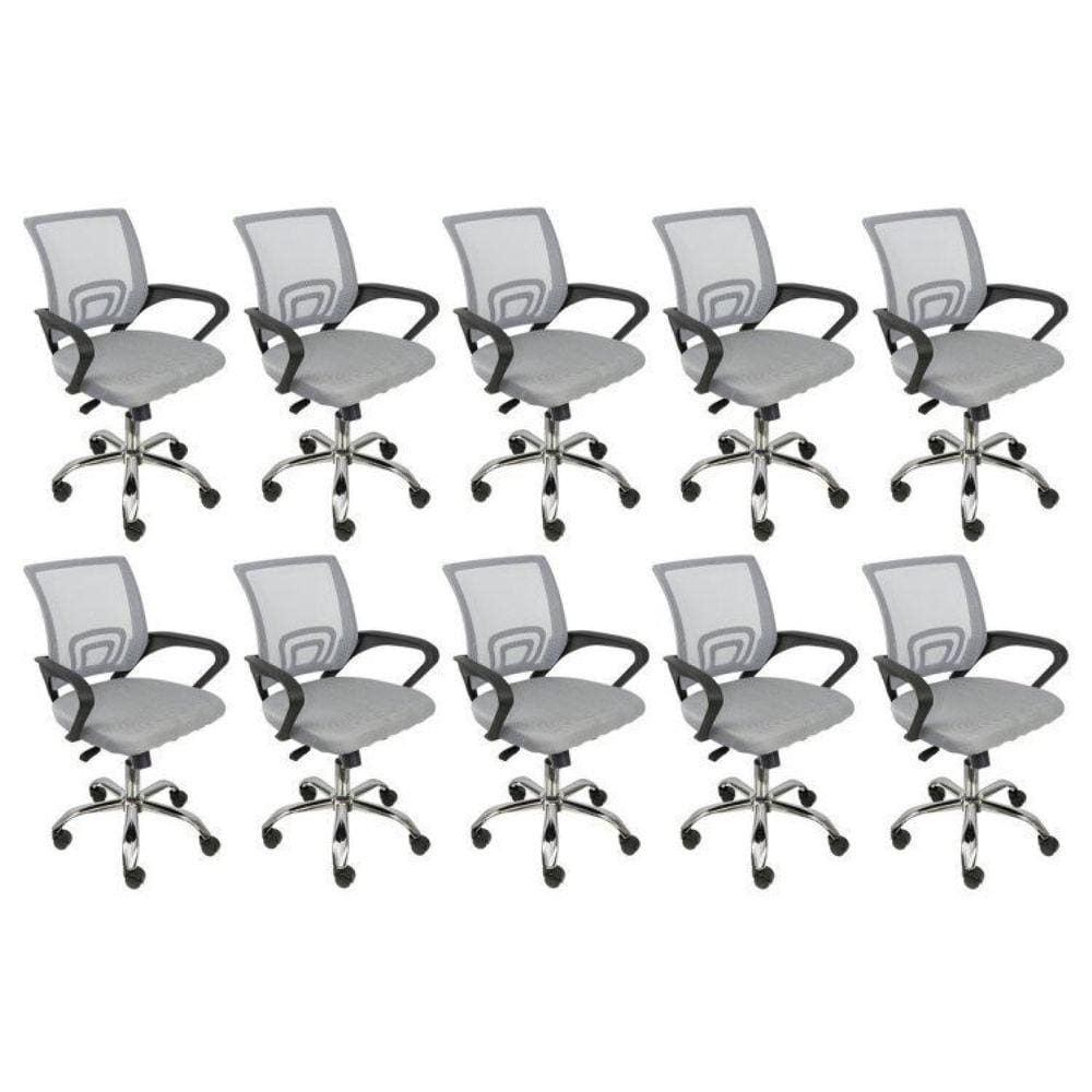 Conjunto 10 Cadeiras para Escritório Diretor Giratória Tok OR Design Cinza