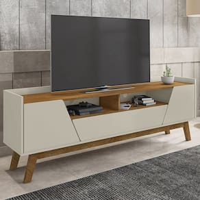 Rack Para TV Até 70 Polegadas 2 Portas 1 Gaveta 2 Nichos Decor Móveis Bechara Off-White/Marromlle