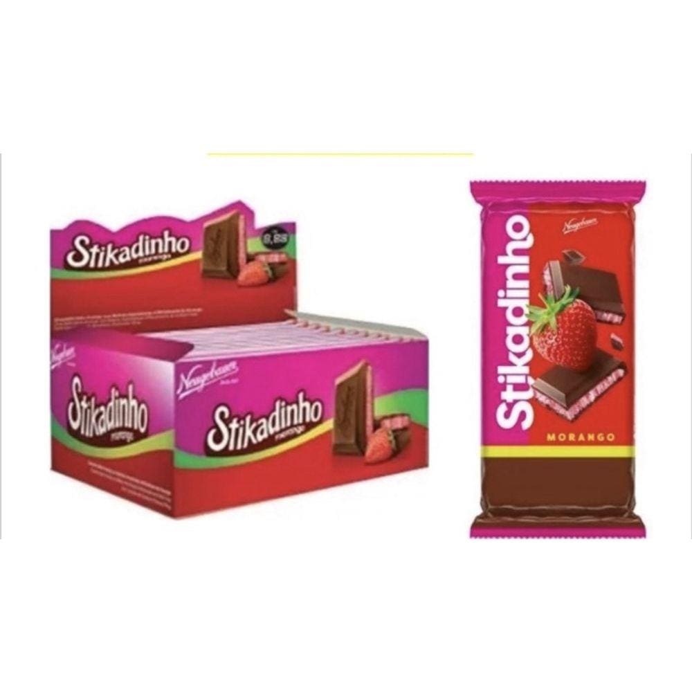 Chocolate Stikadinho Morango 70g Caixa C/12unid - 840g