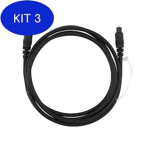 Kit 3 Cabo Óptico Digital 5 Metros Toslink Audio Digital