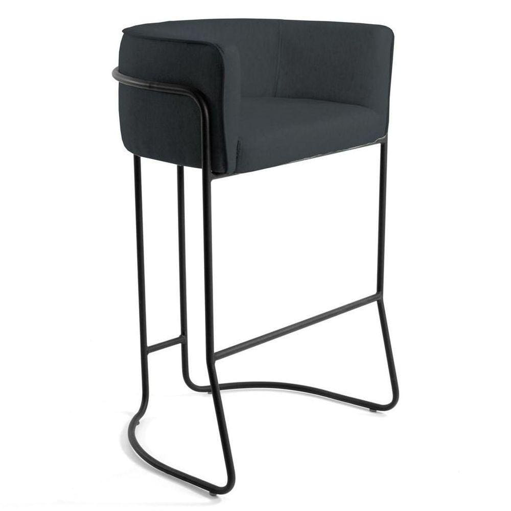 Banqueta Base Aço Preto Betina C-465 Linho Chumbo