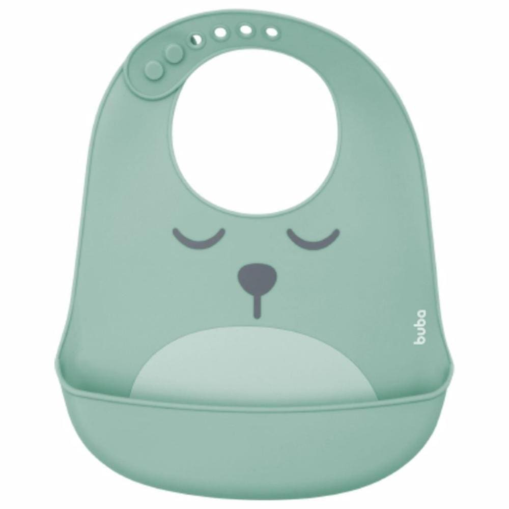 Babador de Silicone com Pega Migalhas Gumy Buba Verde