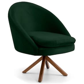 Poltrona Base Madeira Rafa B-303 Veludo Verde Musgo