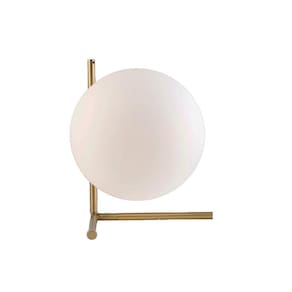 Abajur Mystic Vidro Ø20cm - Metal Dourado E Vidro Leitoso