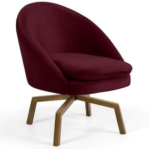 Poltrona Base Ka Madeira Rafa B-278 Veludo Marsala