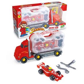 Carrinho de Corrida Senninha Pit Stop e Ferramentas 14 Peças Paki Toys