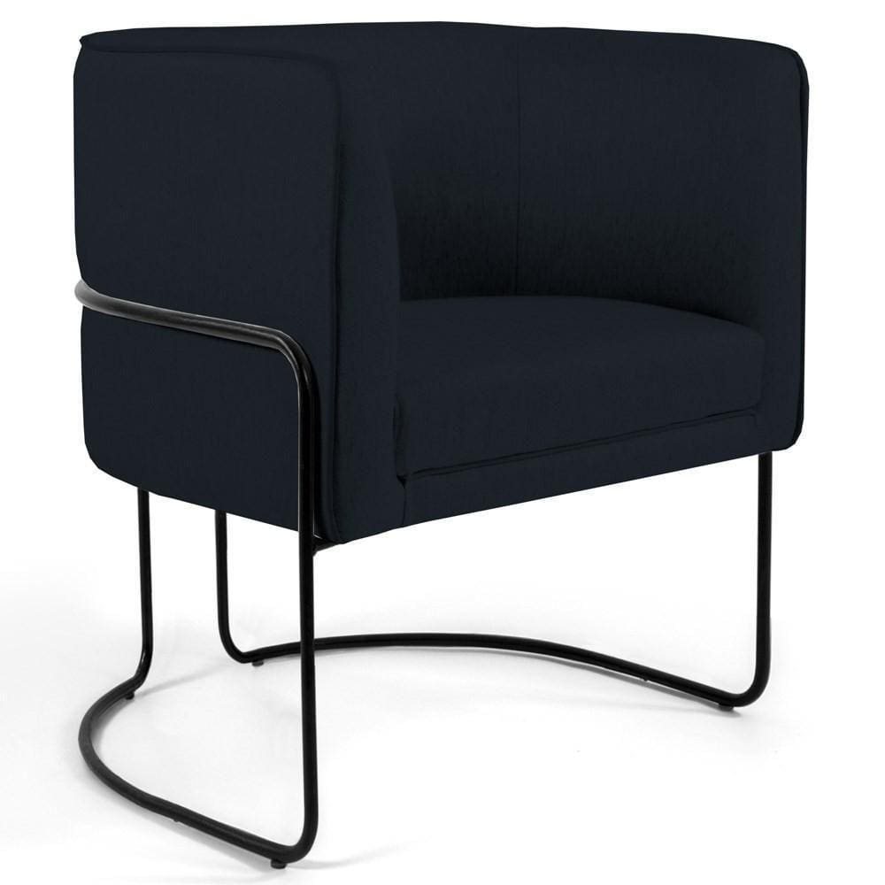 Poltrona Base Aço Betina B-300 Veludo Preto - Domi
