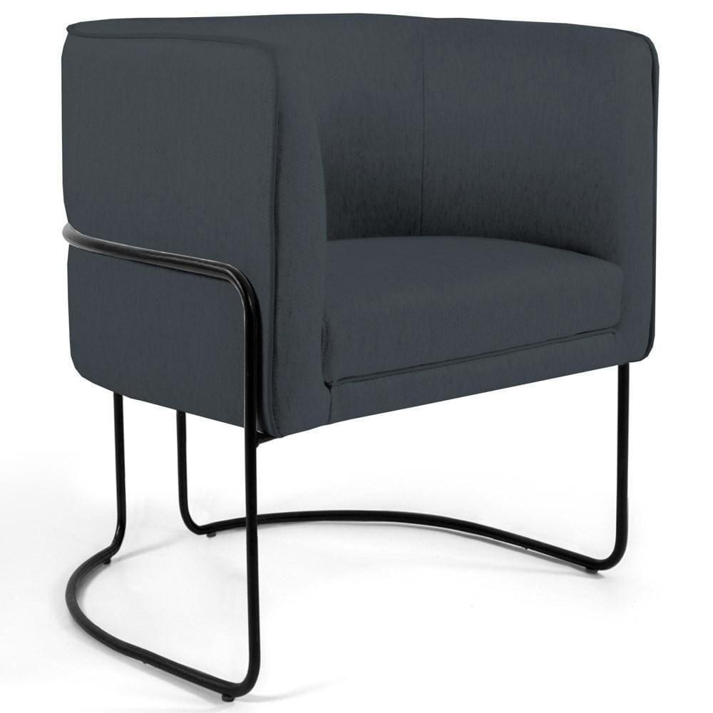 Poltrona Base Aço Betina B-317 Veludo Cinza - Domi