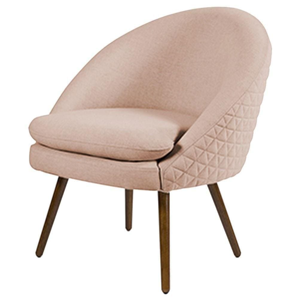 Poltrona Pés Palito Rafa C-105 Linho Tressê Rosê - Domi