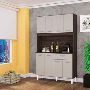 Cozinha Ambiente Kit Cassia 8 Portas Chocolate Off White - Poquema