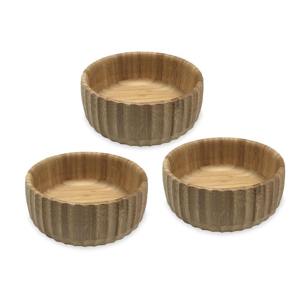 Kit 3 Bowls Canelados De Bambu Grande - Oikos