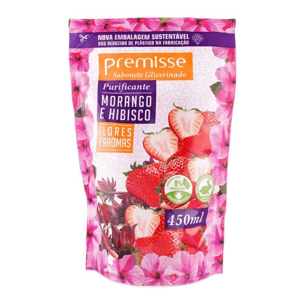 Sabonete Líquido Morango E Hibiscus Refil 450ml - Premisse