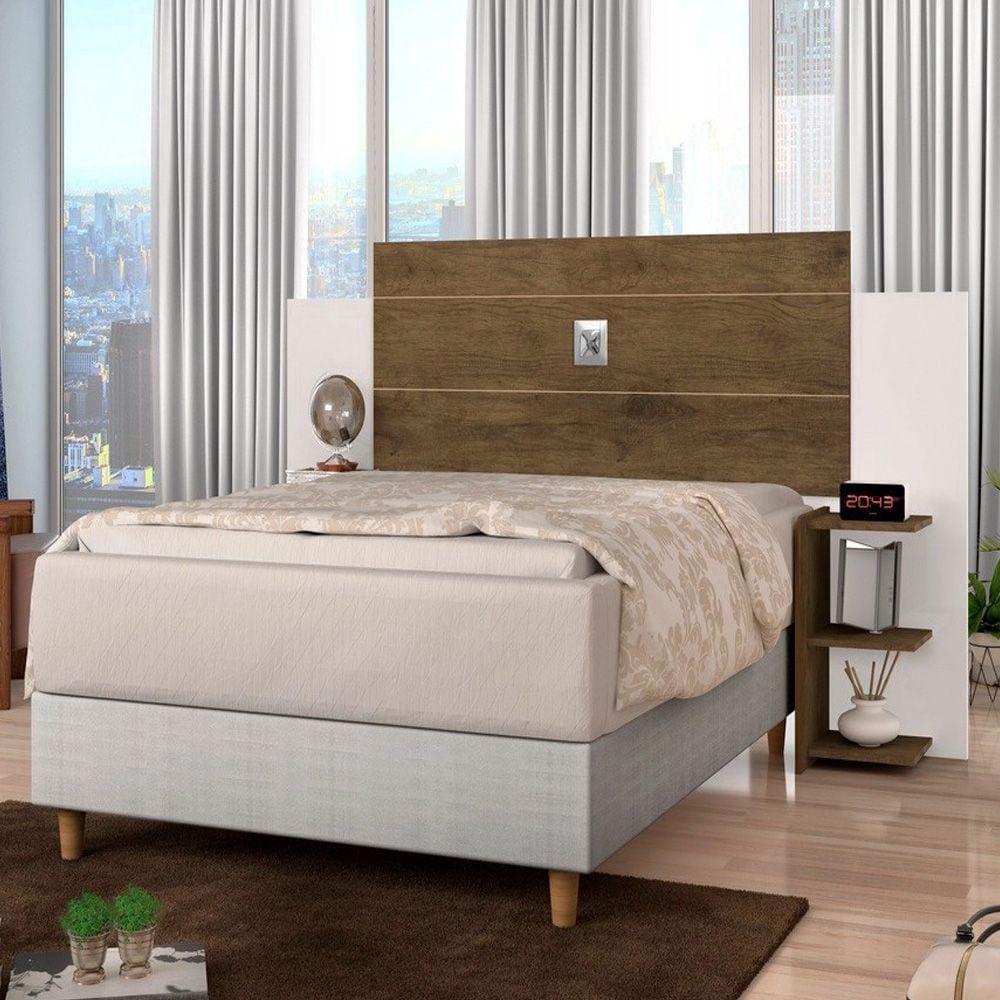 Cabeceira Para Cama Box Casal/Queen 6 Prateleiras Regulável Jequitibá Acapulco J&A Móveis 110x228x36