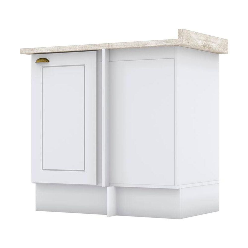 Balcão Canto Reto 1 Porta Americana Branco com Tampo Calcare - Henn