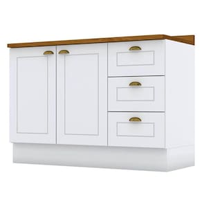 Balcão de Cozinha 120 cm Nova York Branco com Tampo Nature - Henn
