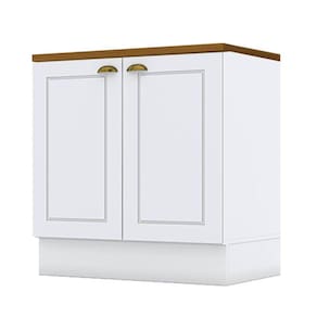 Balcão 2 Portas 80 cm Nova York Branco com Tampo para Cooktop Nature - Henn