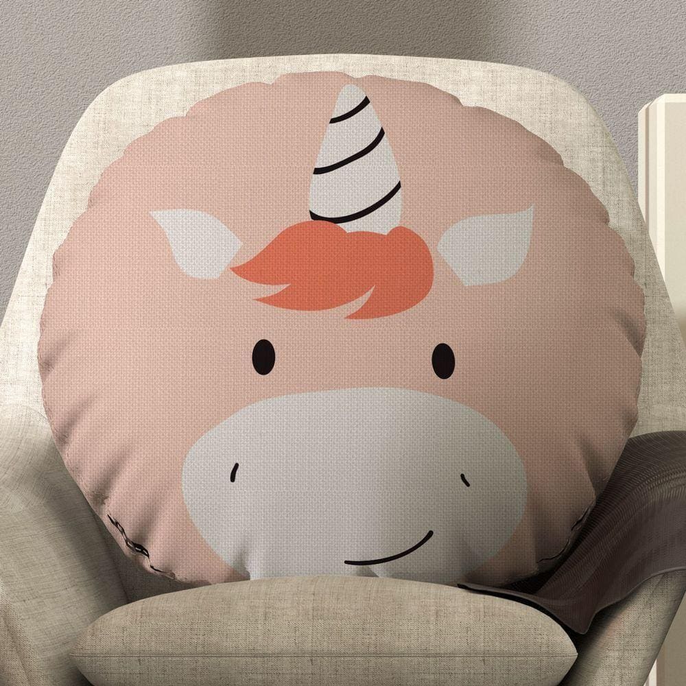 Almofada Redonda Avulsa Bichinhos 45cm X 45cm Unicornio