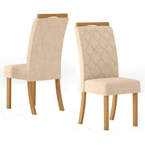 Cadeira para Mesa de Jantar Labelle Kit 02 Peças Linho - Henn