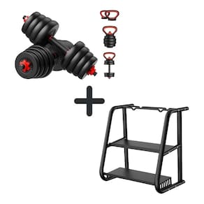 Kit Halteres 6 em 1 Peso Musculação até 40kg + Suporte Ahead