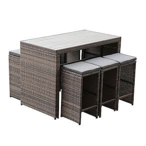 Conjunto Bar Tulum 7 Peças Ratan Pe Just Home Collection