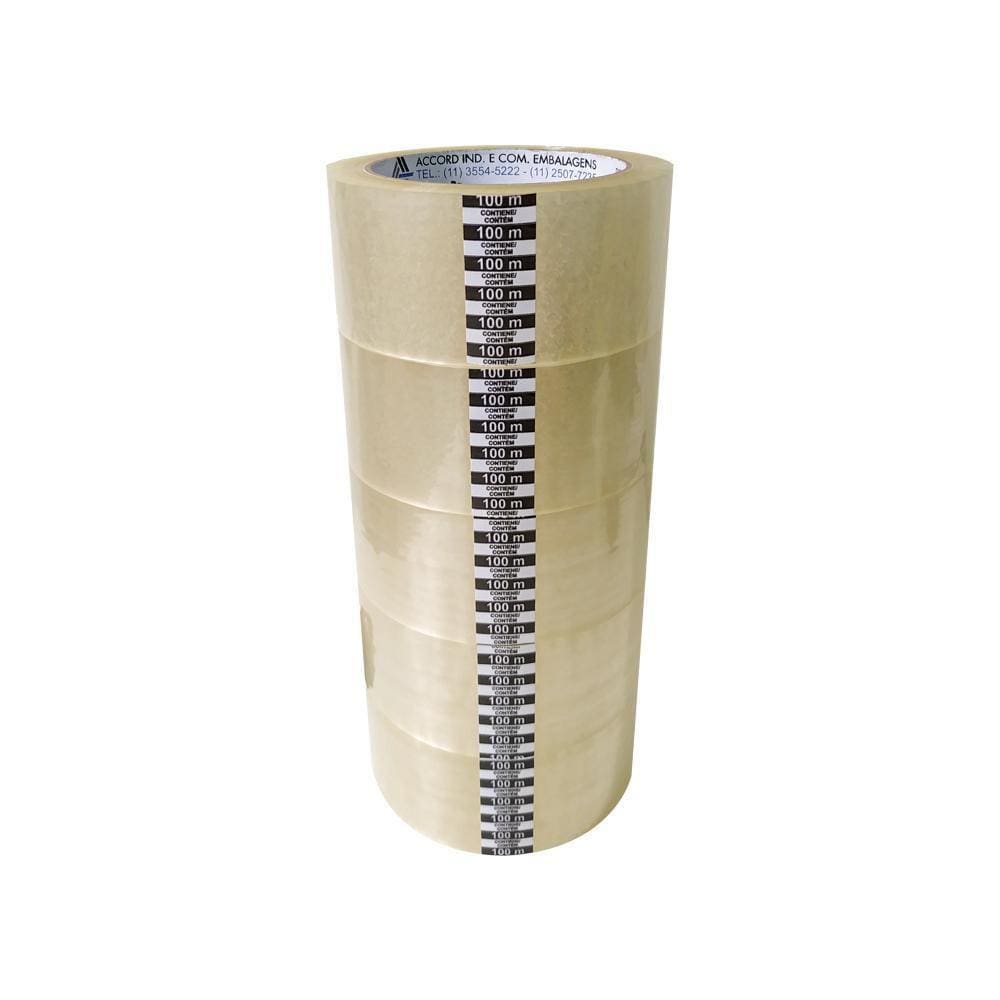 Fita Adesiva Transparente 45Mm X 100Metros - 5 Rolos
