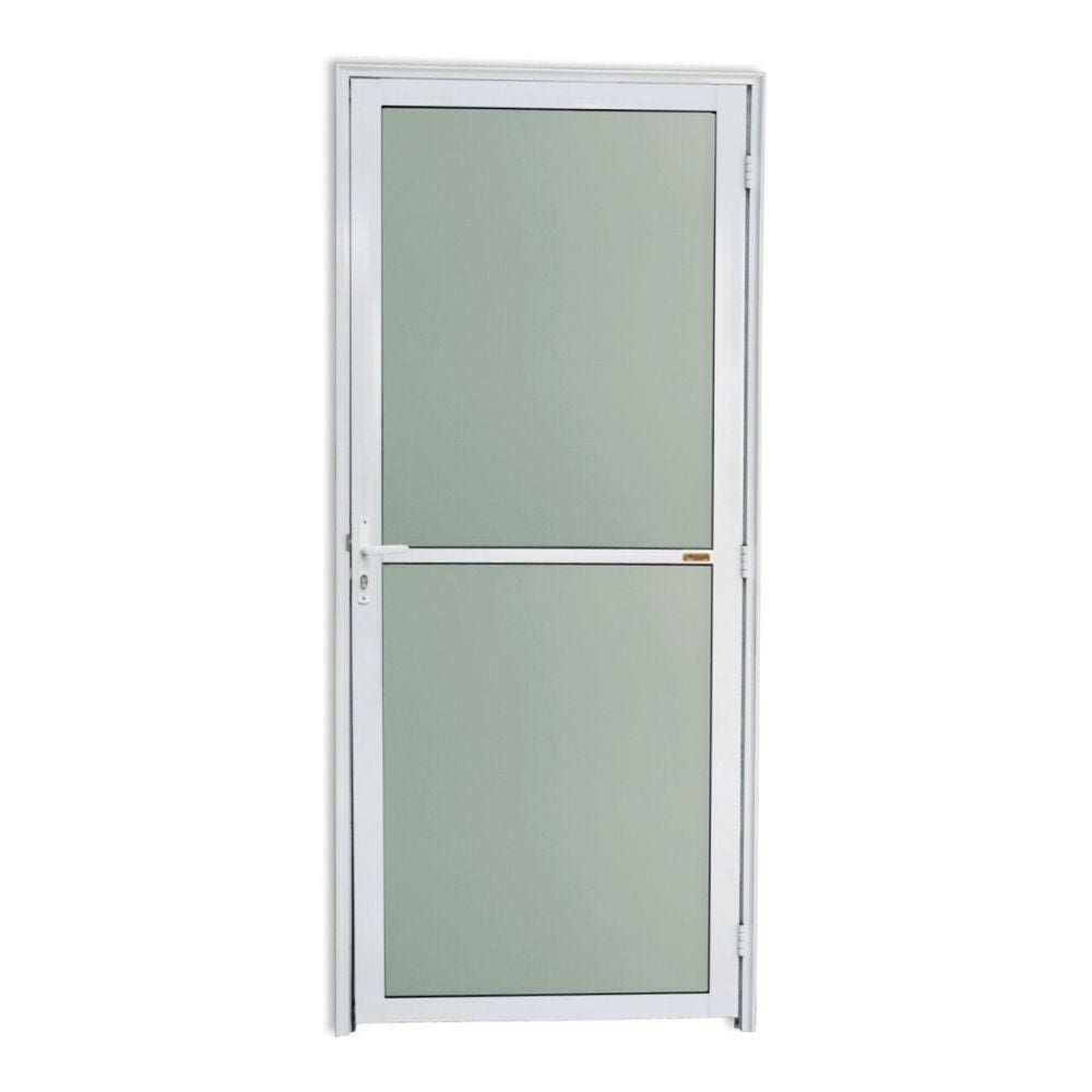 Porta de Alumínio e Vidro 210x80cm Brilhante Super Brimak Branco