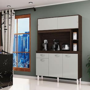 Cozinha Ambiente Kit Duda 120 cm Chocolate Off White - Poquema