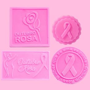 Kit com 4 Formas de Silicone Outubro Rosa