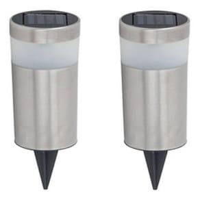 Kit 2 Balizadores Aço Inox Espeto Jardim Led Luz Sola