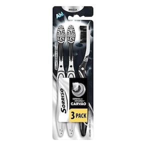 Escova Dental Sorriso Macia Infusão de Carvão Branco Irresistível 3 unidades