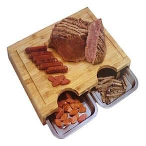 Tabua De Corte Com 2 Bandejas Inox Carne E Legume 45x33x4cm