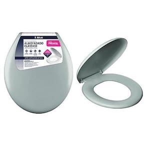 Assento Sanitário Almofadado Clássico Plástico Cinza 3,5x37x44,5cm Primafer