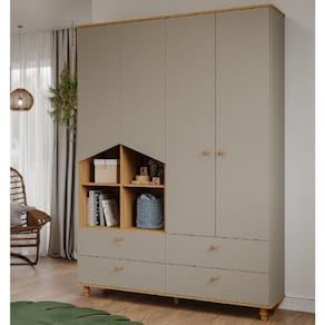 Guarda Roupa Infantil 4 Portas 4 Gavetas Casinha Permóbili