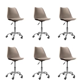 Kit 06 Cadeiras Office Base Cromada Giratória Saarinen