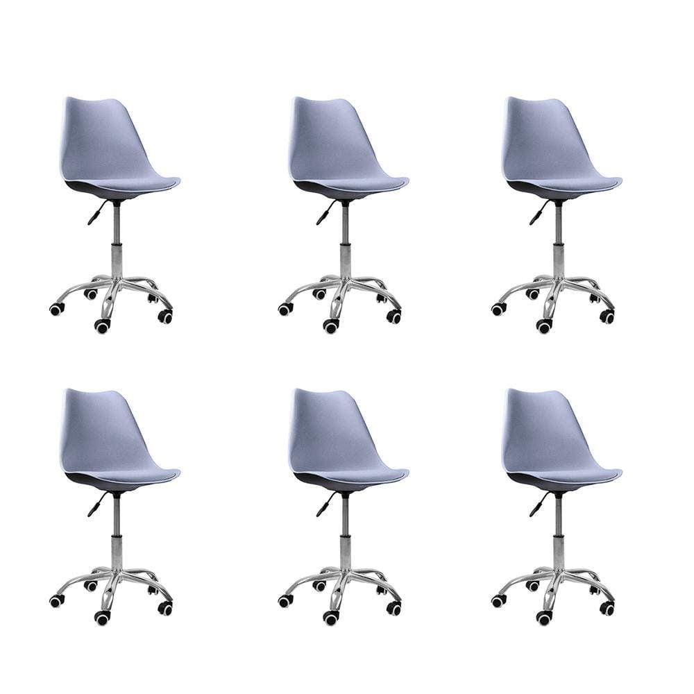 Kit 06 Cadeiras Office Base Cromada Giratória Saarinen