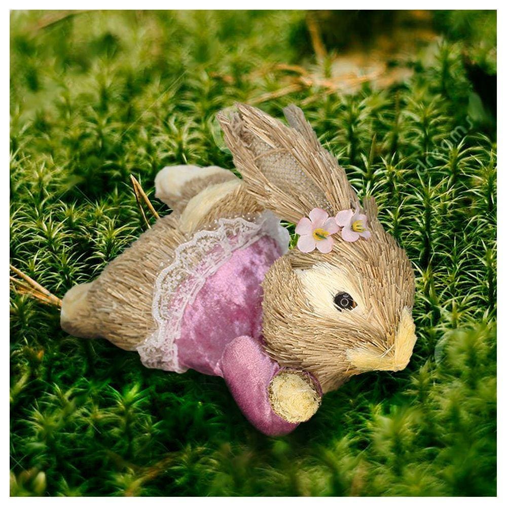 Coelho Fêmea De Páscoa Deitada Decoração Enfeite Coelhinho 24cm