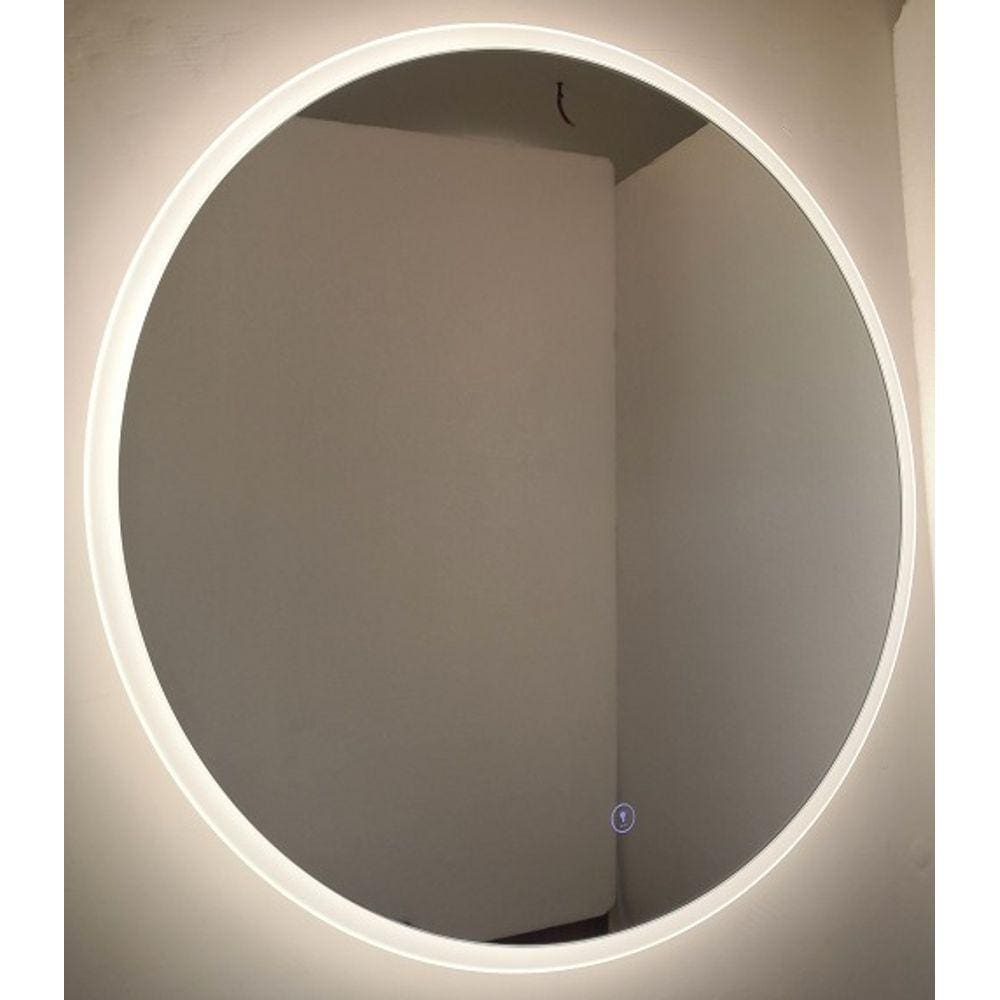 Espelho Redondo D60 cm Metal Branco com Led