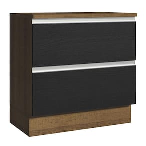 Balcão 80 cm 2 Gavetas Rustic/Preto Glamy Madesa