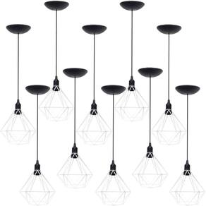 10 Pendentes Aramado Diamante Luminária Lustre P Teto Retrô Vintage Industrial Balcão Agp Ilumini