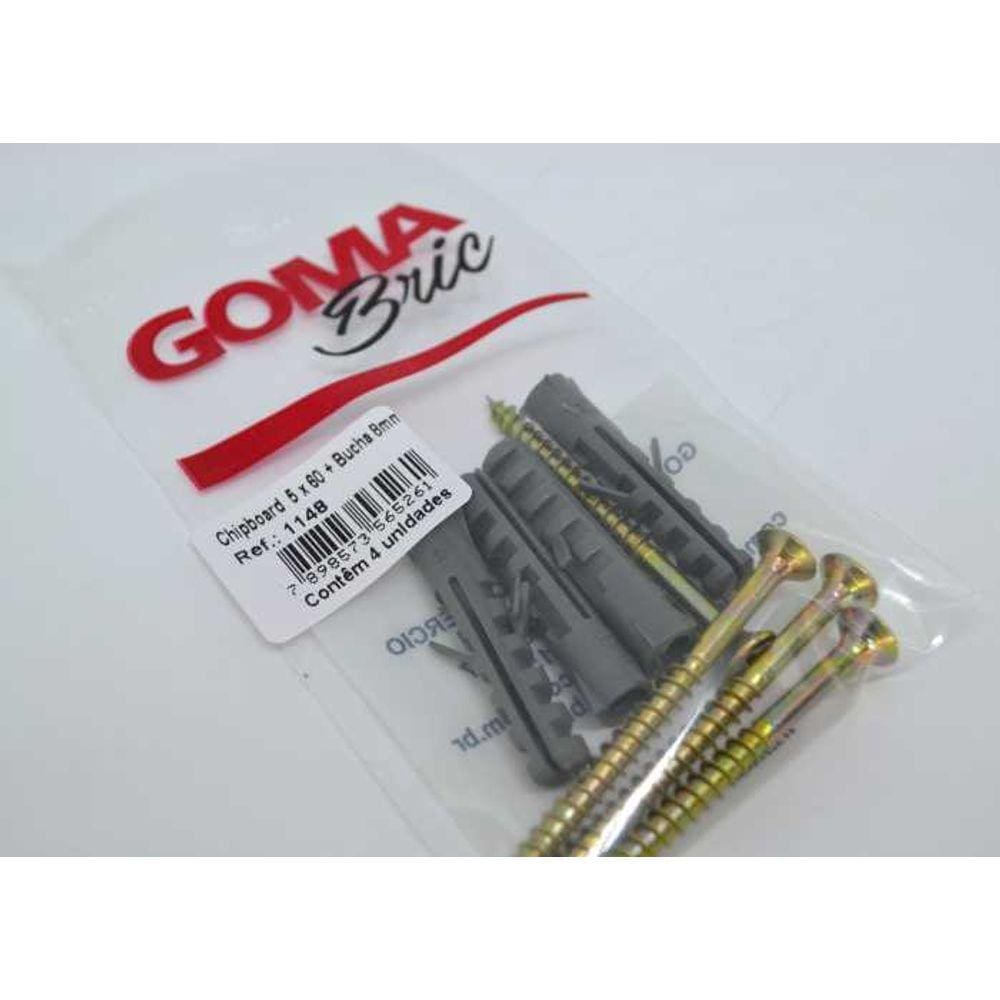 Parafuso Mad.chip. 5.0 X 60mm + Bucha 08mm 4 Pecas