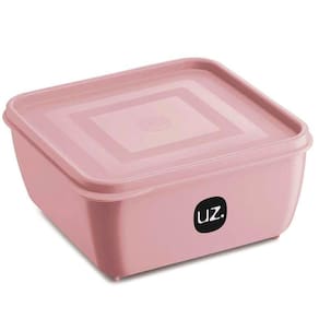 Pote Plástico Quadrado Multiuso 1,5L com Tampa Premium UZ Rosa