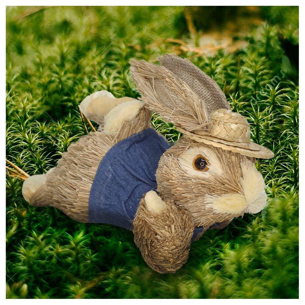 Coelho Macho De Páscoa Deitada Decoração Enfeite Coelhinho 24cm