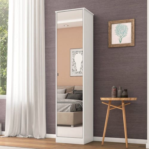 imagem-Armário Multiuso 1 Porta com Espelho Reflex II Demóbile - Branco