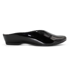 Mule Usaflex Feminino Salto Embutido Couro Verniz N2286