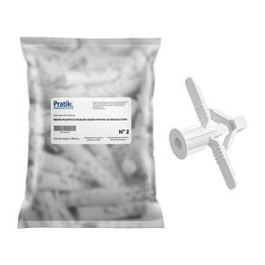 Bucha Plástica Pratik Fixação Gesso N2 Branco - Embalagem com 50 Unidades