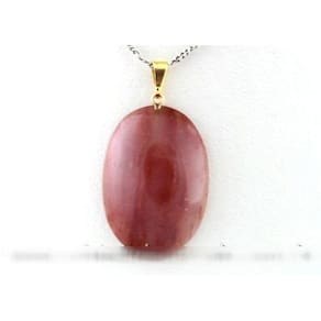 Colar Cabochão Aragonita Vermelha Pedra Natural Pino Dourado