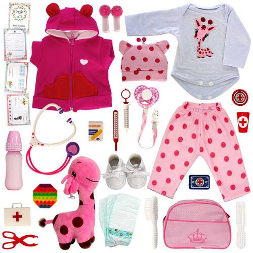 Boneca Bebê Reborn Corpo Silicone 20 Itens Bolsa Maternidade