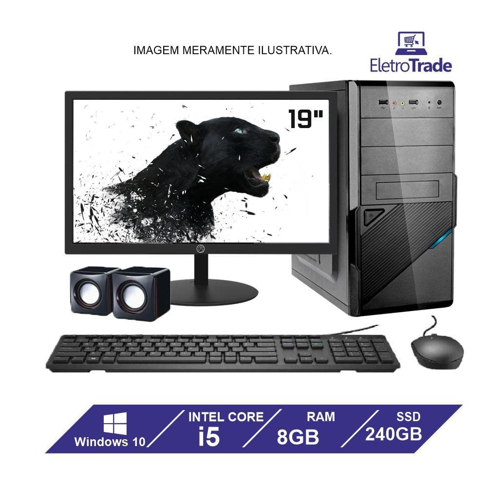 Computador Gamer Completo I5 3.2 GHZ HD 500 GB 8GB RAM Monitor 19 Polegadas  - Computador CPU Completo Monitor Teclado Mouse Gamer - Computador Gamer -  Magazine Luiza