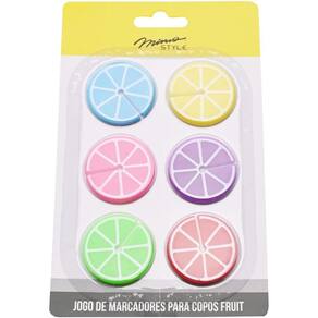 Jogo Marcadores Silicone Fruit Color Para Copos 6 Peças - Mimo Style