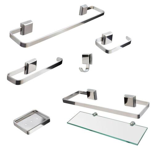 Kit De Acessórios Para Banheiro 6 Peças Linha Luxo Saboneteira Inox